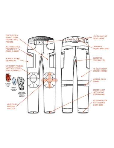 Pantalon de combat V.XI XTU Straigth fit Multicam - 5.11